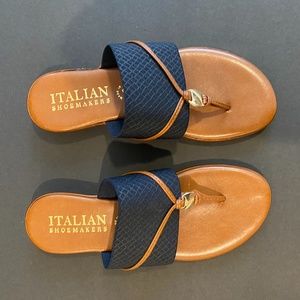 Italian Shoemaker Sandals, Size 6, Navy
